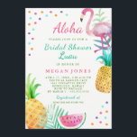 Invitation Flamant rose tropical Fête des mariées ananas Luau<br><div class="desc">Correspondance de collection de Fêtes des mariées tropicales dans le Little Bayleigh Store!</div>