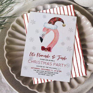 Invitation Flamant rose tropical Plaid Santa Hat Noël