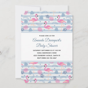 Invitation Flamant rose Whimsical et Baby shower Motif ananas