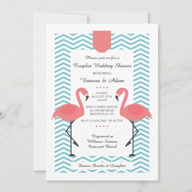 Invitation Flamants Roses Écarlates (Devant)