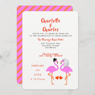 Invitation Flamants roses rose tropicale Amusants Mariage mod