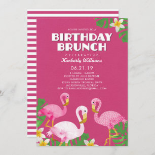 Invitation Flamants roses roses Brunch Fuchsia