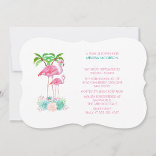Invitation Flamants roses roses et Baby shower Floral Bouquet