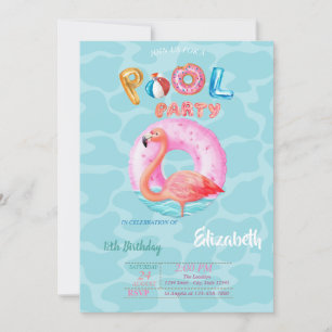 Invitation Flamants roses roses Whimsical Flottant été