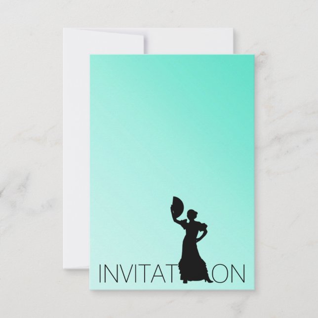 Invitation Flamenco Dance latine Mint Blue Ombre (Devant)