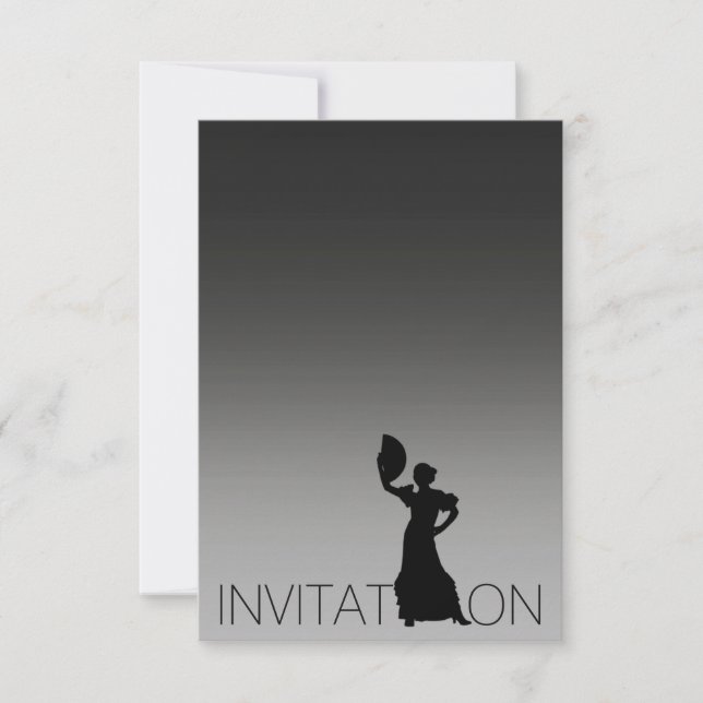 Invitation Flamenco Latin Dance Party Gris Black Ombre (Devant)