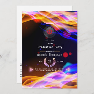 Invitation Flames de Neon Glow Flames Virtual Graduation Part