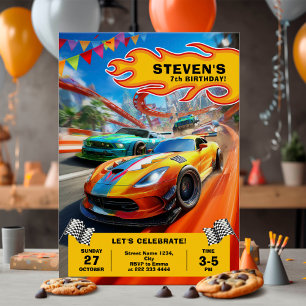 Invitation Flaming Race Car fête d'anniversaire