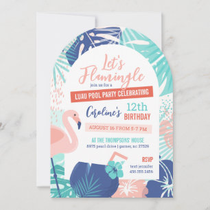 Invitation Flamingle Anniversaire Luau Pool Party