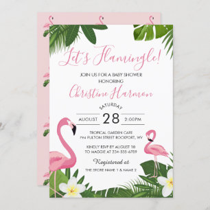 Invitation Flamingle Baby shower de Flamant rose Tropical Ros