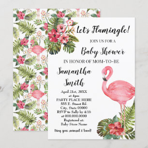 Invitation Flamingle ! baby shower flamand tropical
