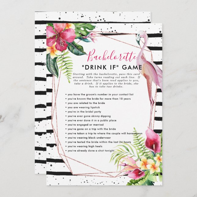 Invitation Flamingle Bachelorette jeu | Boire si (Devant / Derrière)