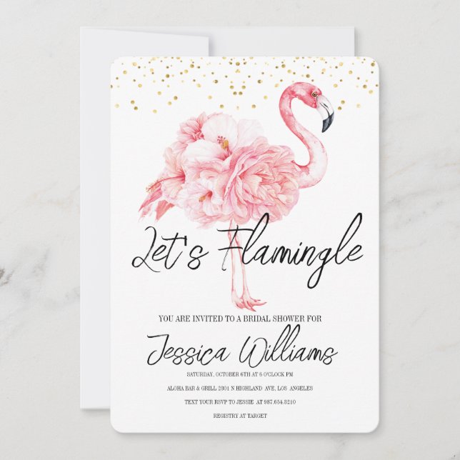 Invitation Flamingle ! Fête des mariées tropicale Bash (Devant)