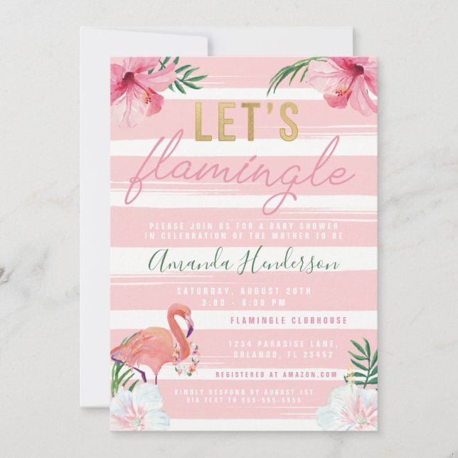 Invitation Flamingle Flamant Rose (Devant)