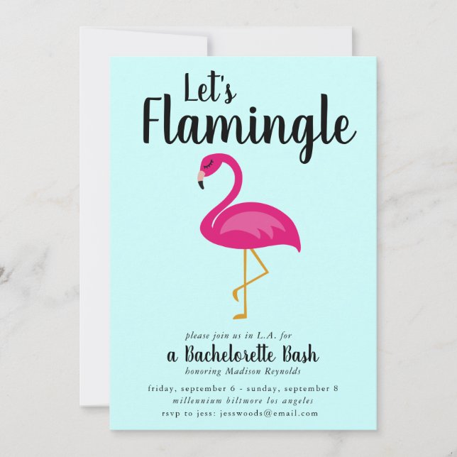 Invitation Flamingle Flamant rose Bachelorette Party (Devant)