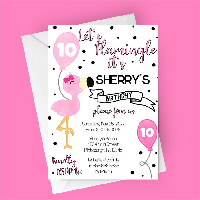 Invitation Flamingle Flamant rose fête d'anniversaire (Let's Flamingle Birthday Party Invitation | Summer Birthday)