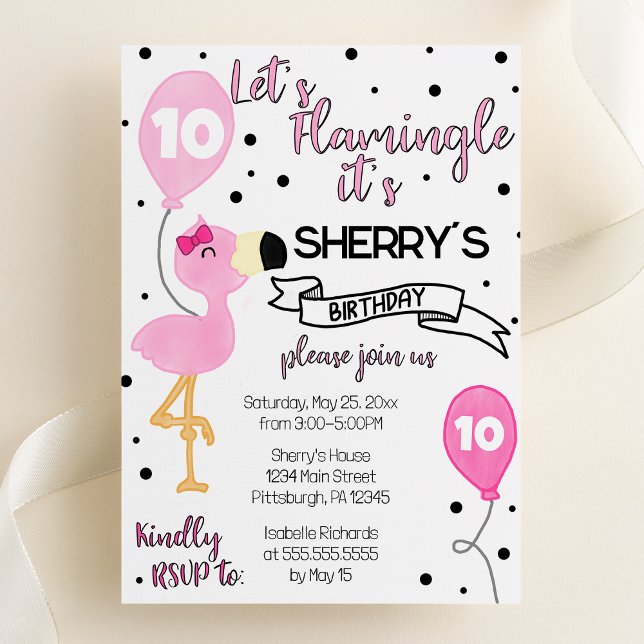 Invitation Flamingle Flamant rose fête d'anniversaire (Créateur téléchargé)
