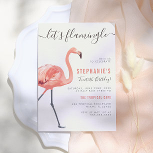 Invitation Flamingle   Flamant rose moderne fête d'anniversai