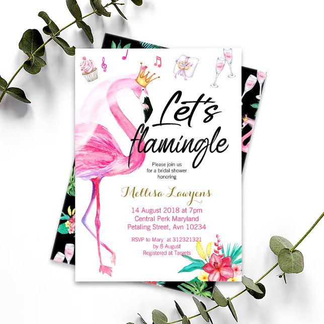 Invitation Flamingle Flamant rose nuptiale douche (Créateur téléchargé)