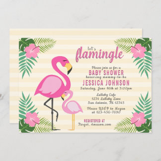 Invitation Flamingle Flamant rose rose Baby shower