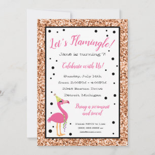 Invitation Flamingle ! Flamant rose rose fête d'anniversaire