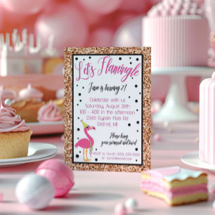 Invitation Flamingle ! Flamant rose rose fête d'anniversaire