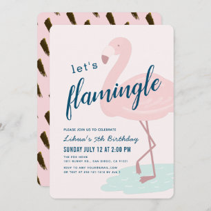 Invitation Flamingle Framingo Fille rose Anniversaire