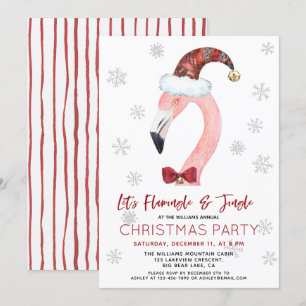 Invitation Flamingle & Jingle Père Noël Flamant rose Noël