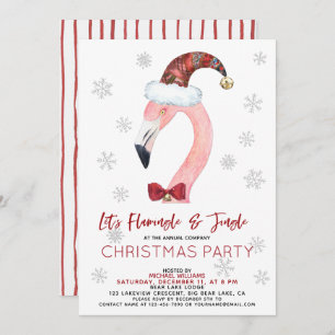Invitation Flamingle & Jingle Père Noël Flamant rose Noël