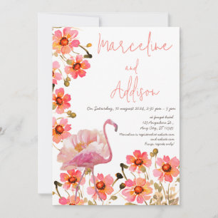 Invitation Flamingle Mariage floral