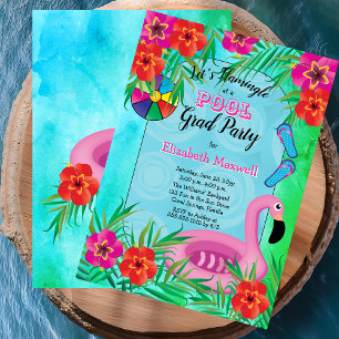 Invitation Flamingle Rose Floral Graduation Pool Party