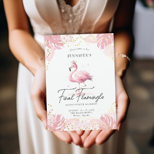 Invitation Flamingle rose Tropical Amusant Bachelorette Itiné