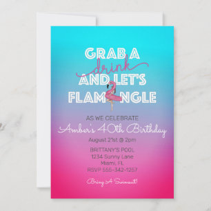 Invitation Flamingle Summer Pool Party 40e anniversaire