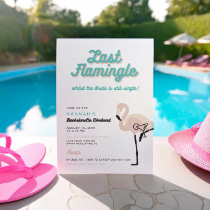 Invitation Flamingo Bleu Rétro Dernier Flamingle Enterrement 