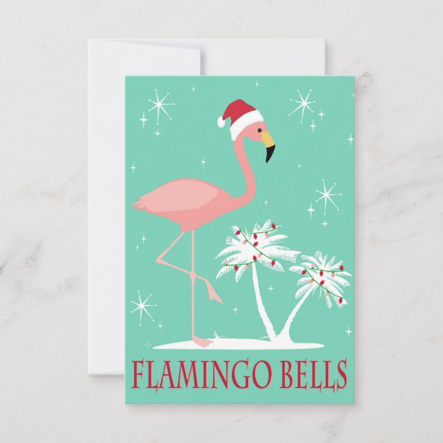 INVITATION FLAMINGO DE NOËL VINTAGE MODERNE (Devant)