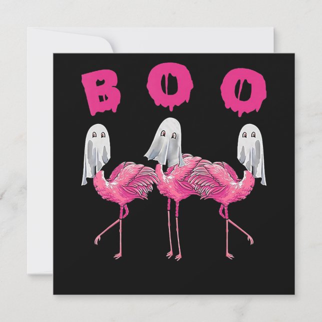 Invitation Flamingo | Fantôme Flamingo Boo Costume d'Hallowee (Devant)