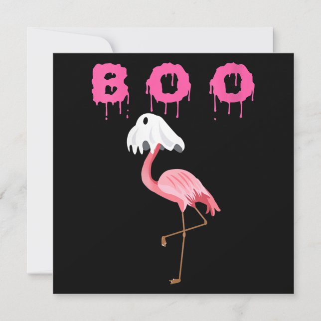 Invitation Flamingo | Femme Flamingo Boo Fantôme Halloween (Devant)