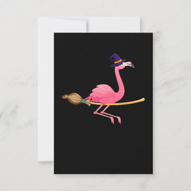 Invitation Flamingo | Funny Flamingo Witch Halloween (Devant)