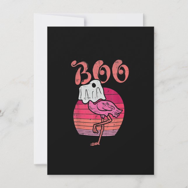 Invitation Flamingo Ghost Boo Pink Sunset Retro Halloween Bir (Devant)