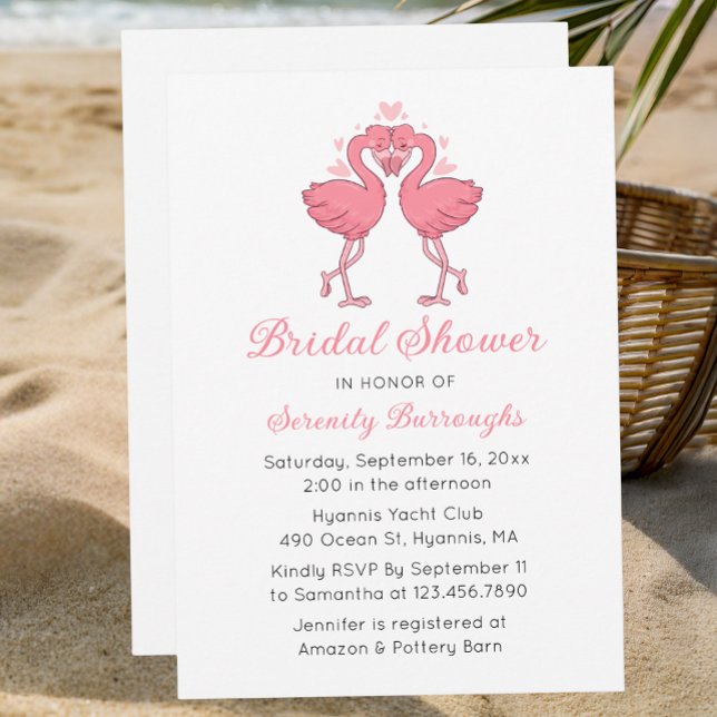 Invitation Flamingos Roses Tropicales Fête de Mariage de Plag (Créateur téléchargé)