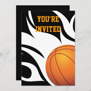 Invitation Flamme Basketball Anniversaire B/W