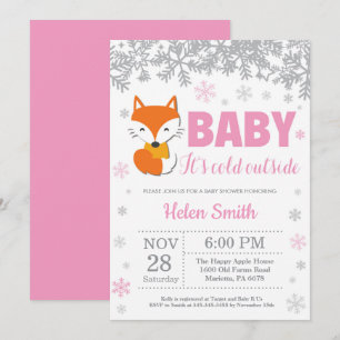 Invitation Flamme de neige Baby shower de la fille rose de Fo