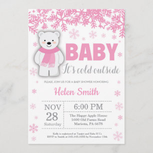 Invitation Flamme de neige Baby shower de la fille rose d'hiv