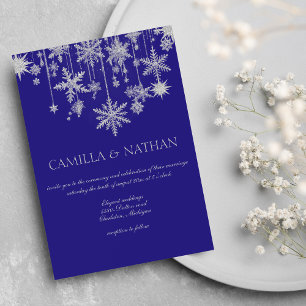 Invitation Flamme de neige d'argent violet Mariage de l'hiver