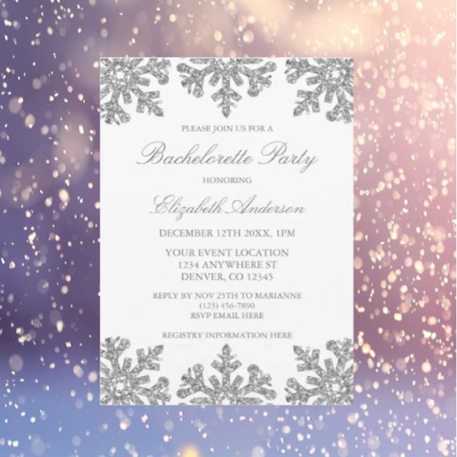 Invitation Flamme de neige en argent Hiver Bachelorette (Créateur téléchargé)