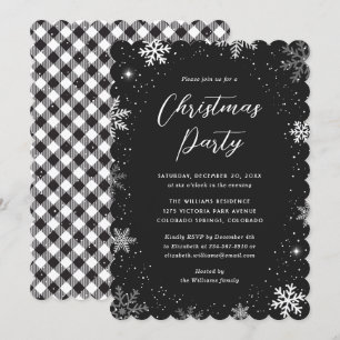 Invitation Flamme de neige Neige Noir Blanc Planté Noël