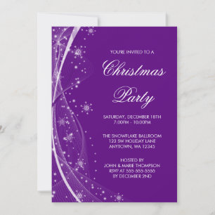 Invitation Flamme de neige violette moderne tournoie Noël