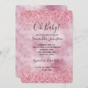 Invitation Flamme de Parties scintillant de verre rose
