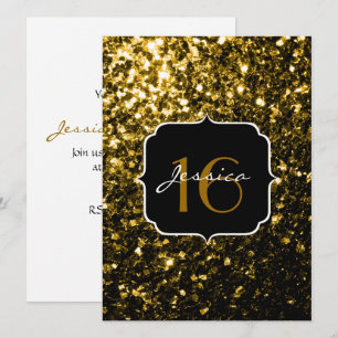 Invitation Flamme de parties scintillant jaune foncé brille d