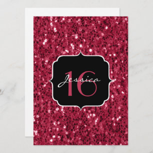 Invitation Flamme de parties scintillant rose magenta foncé b